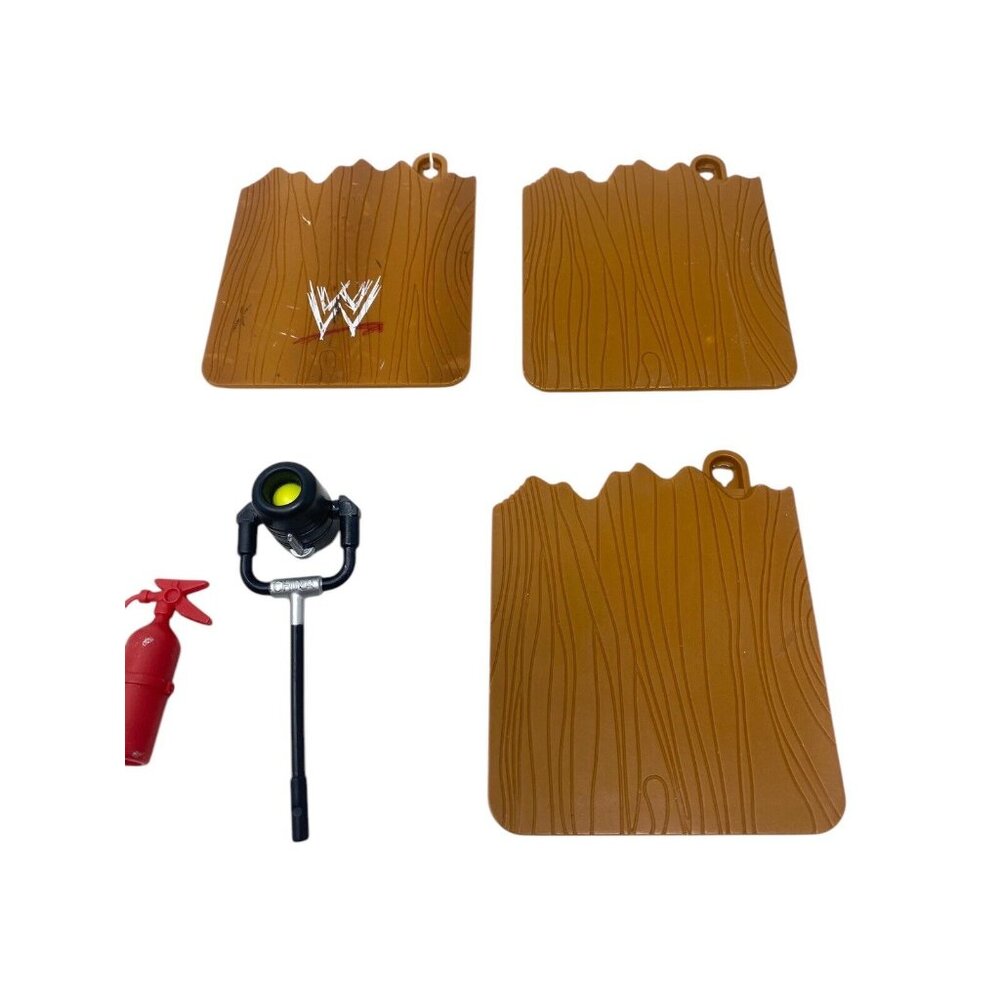 Lot WWE WWF Random Action Figure Accessories Stairs Table Pieces Trays Trash Lid - Picture 4 of 5